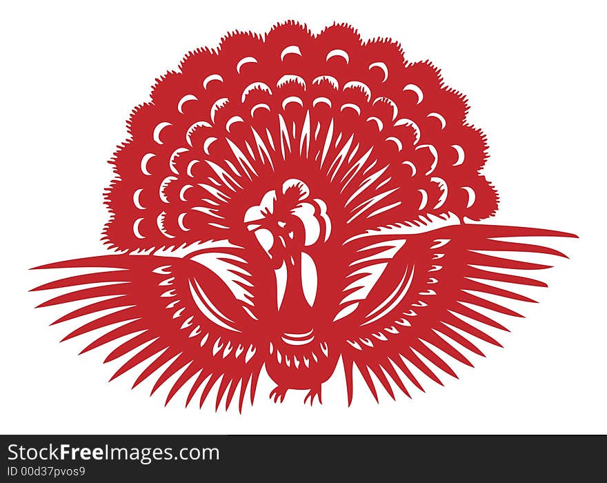 Red peacock isolated on white background - graphic illustration. Red peacock isolated on white background - graphic illustration.