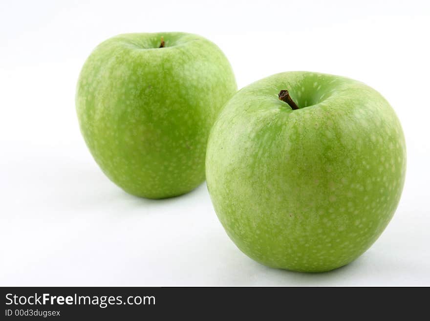 Fresh green apple on white background