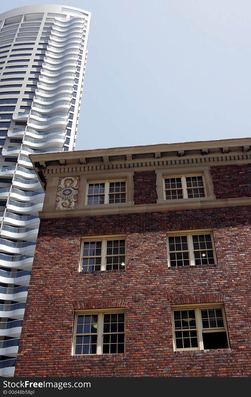 Red Brick Stone Apartment Building In Central Sydney, Australia. Red Brick Stone Apartment Building In Central Sydney, Australia