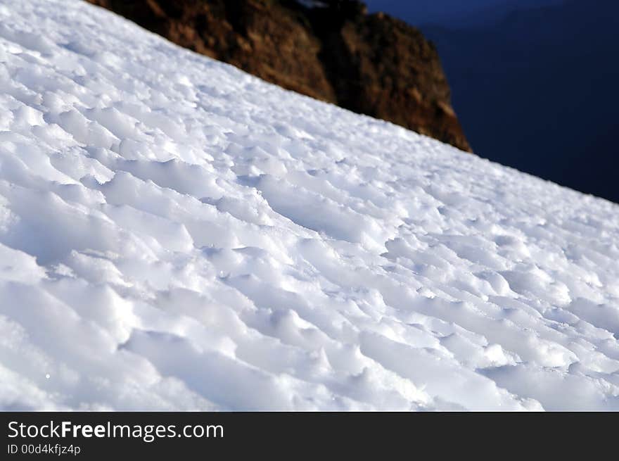 Snow Ridges High Up On Mt Rainier