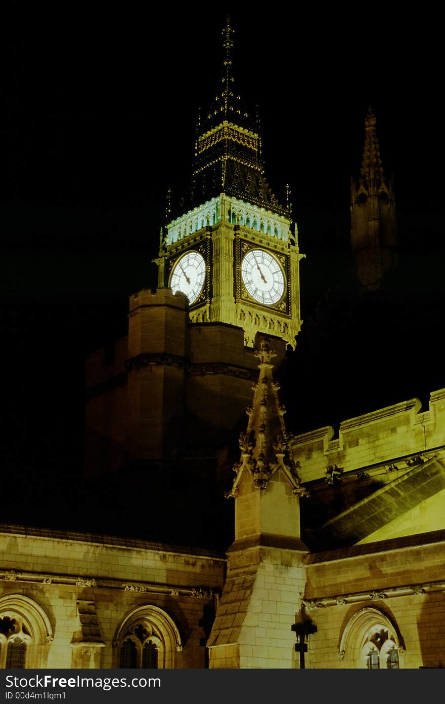 Big Ben clock tower in London at night. Big Ben clock tower in London at night