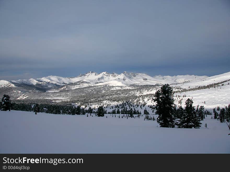 The winter landscape in high mountains. russia.