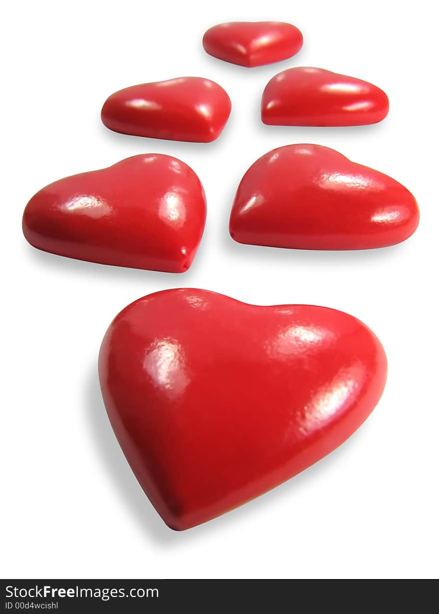 Red hearts, isolated on the white background. Red hearts, isolated on the white background.