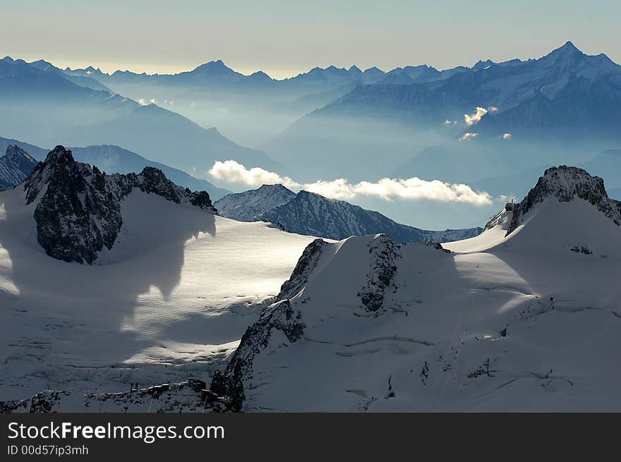 Picture on height of 3400 m. in a district Mont Blan. Picture on height of 3400 m. in a district Mont Blan