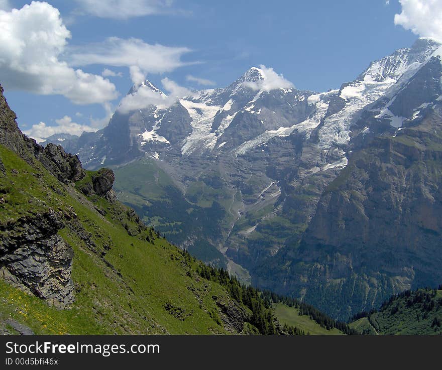 View on some huge snowy mountains