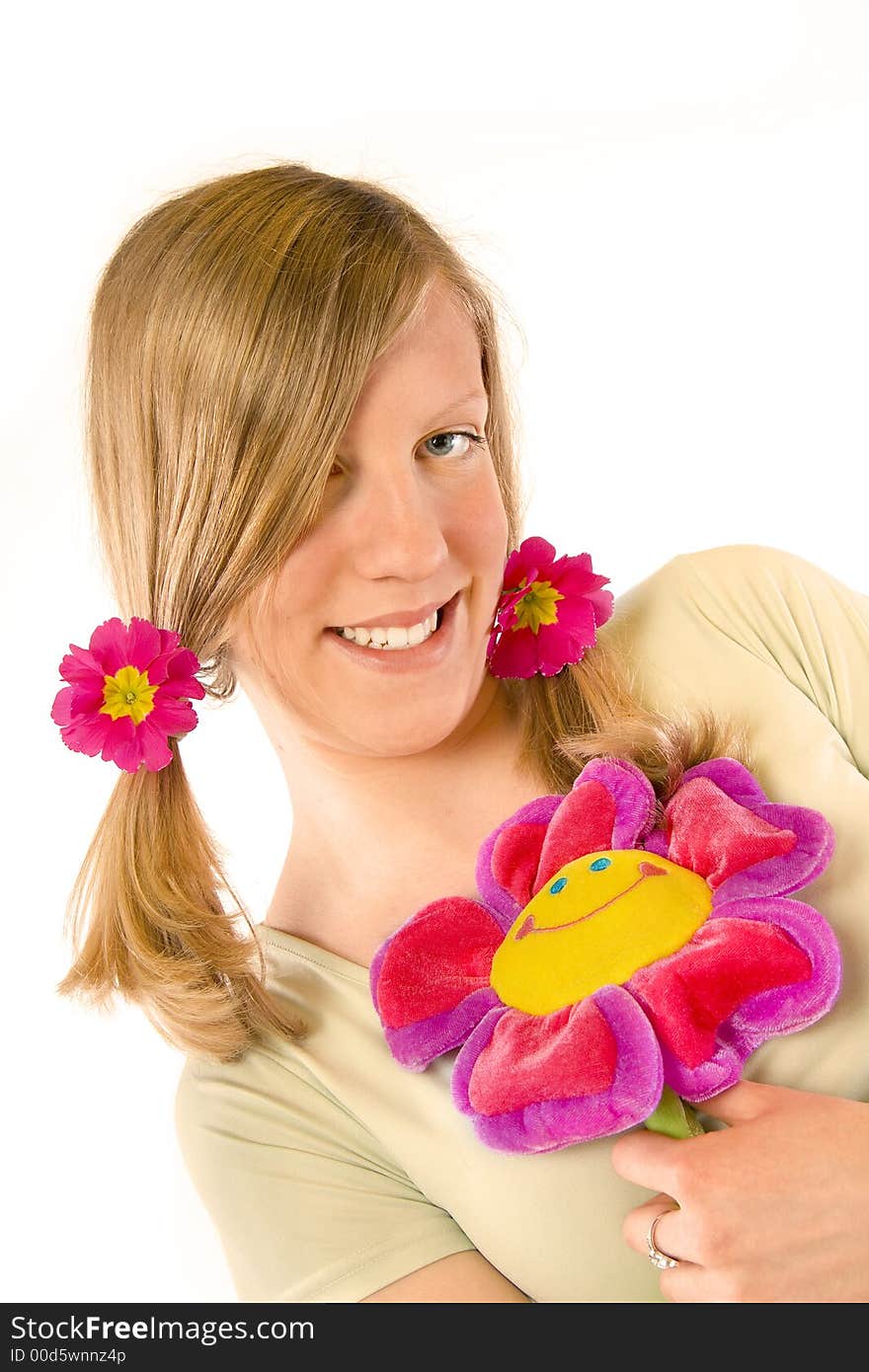 Portrait of a beautiful girl with flowers. Portrait of a beautiful girl with flowers.