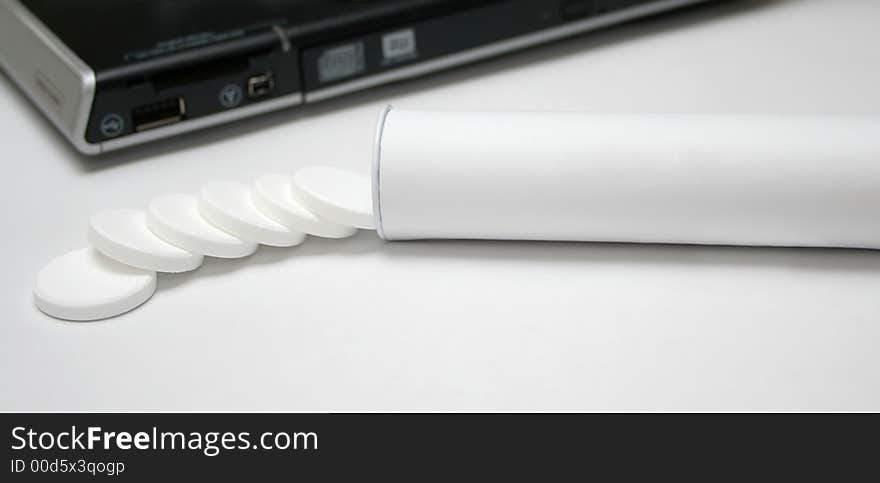 Tablets on white surface table