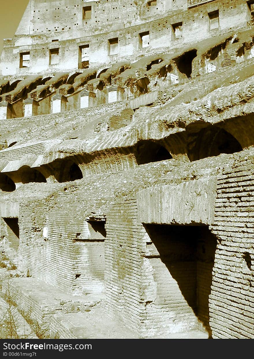 Interior Of The Colosseum, Roman Ruins, Rome, Italy