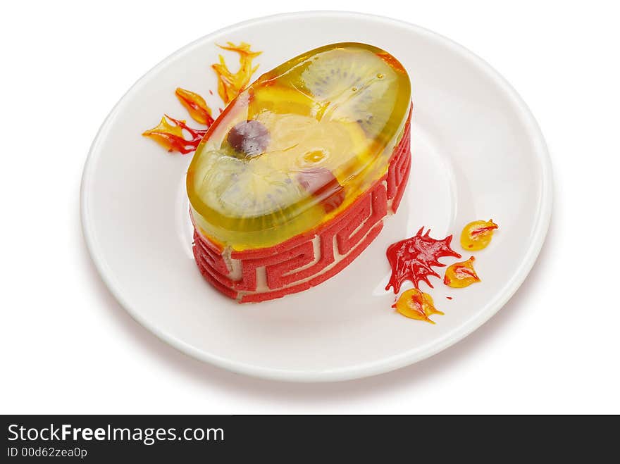 Cake with fruits, isolated, dessert