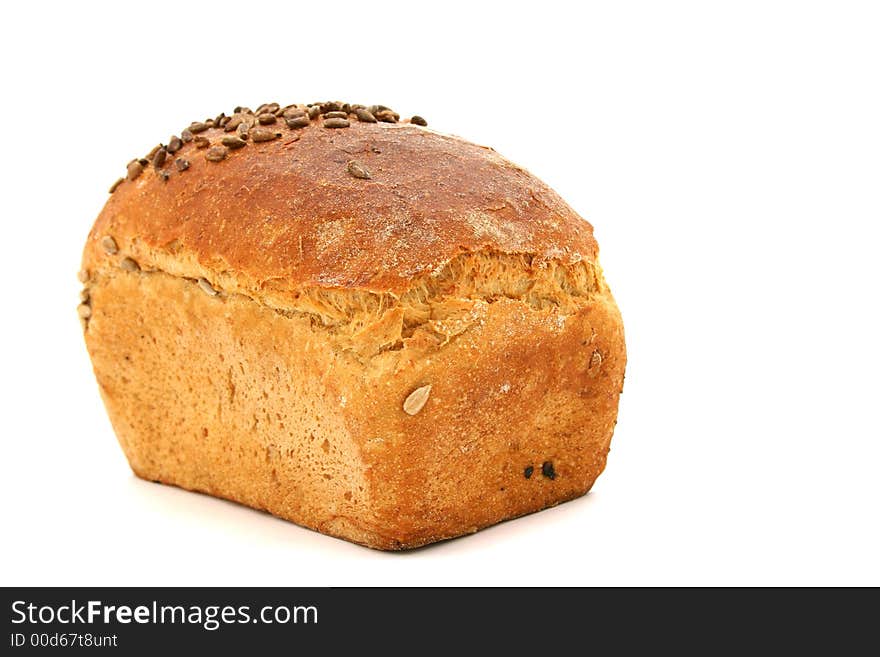 Fresh baked bread on white background