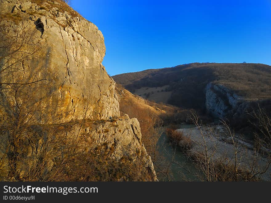 Sunset light in the mountains