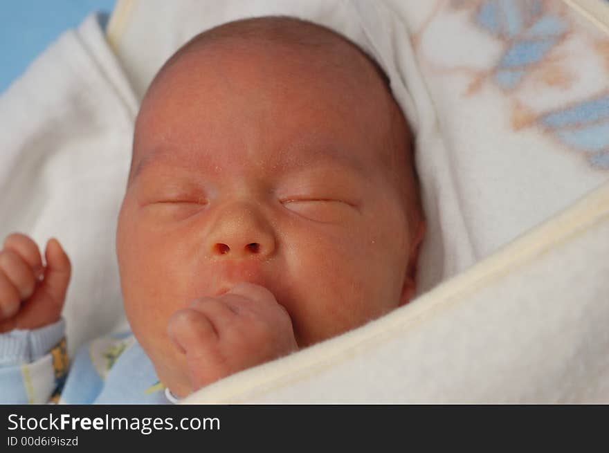 Photo of sleeping new-born child. Photo of sleeping new-born child