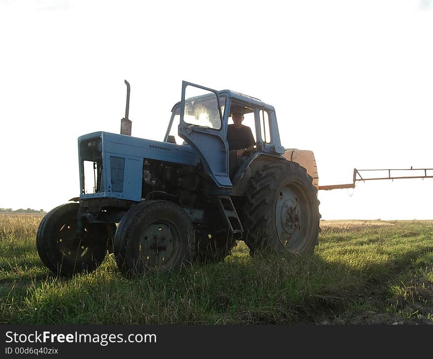 Lithaunia countryside worker in his machine