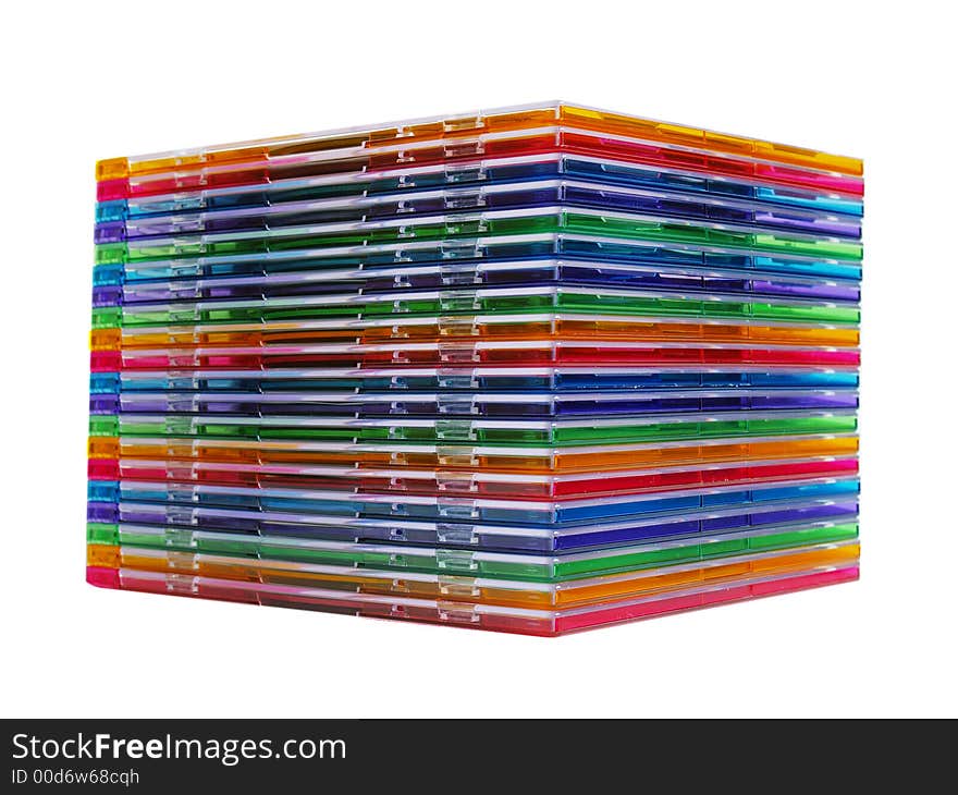 Boxes of cd isolated on a white background with clipping path. Boxes of cd isolated on a white background with clipping path