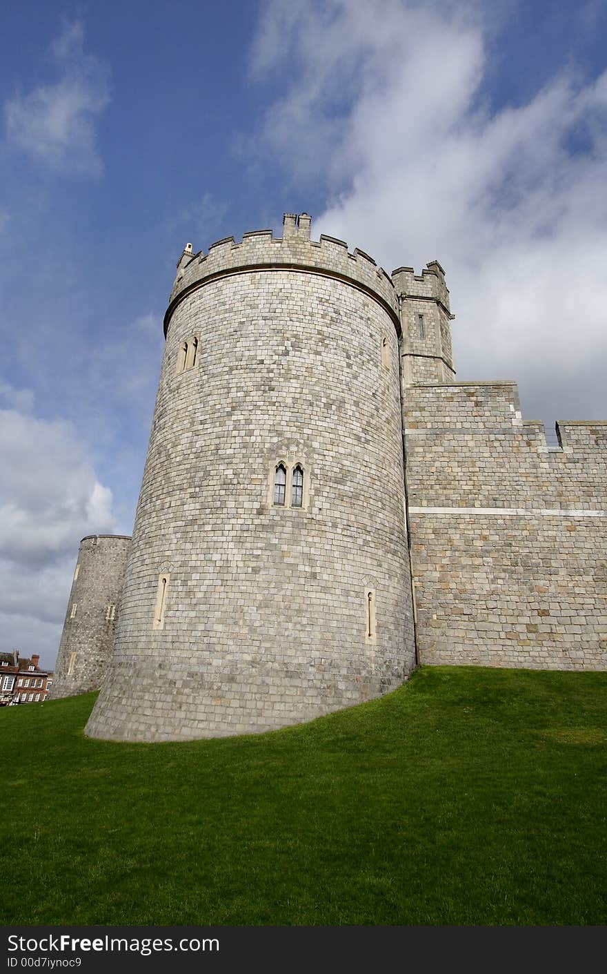 Fortification Towers of Windsor castle in England against a Blue Sky. Fortification Towers of Windsor castle in England against a Blue Sky