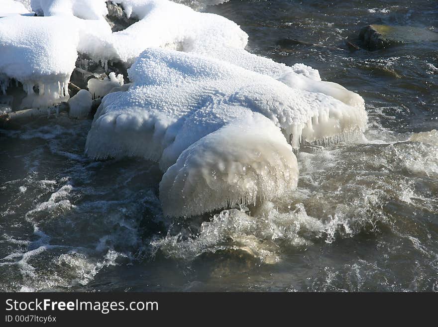 Stones Covered By A Snow.