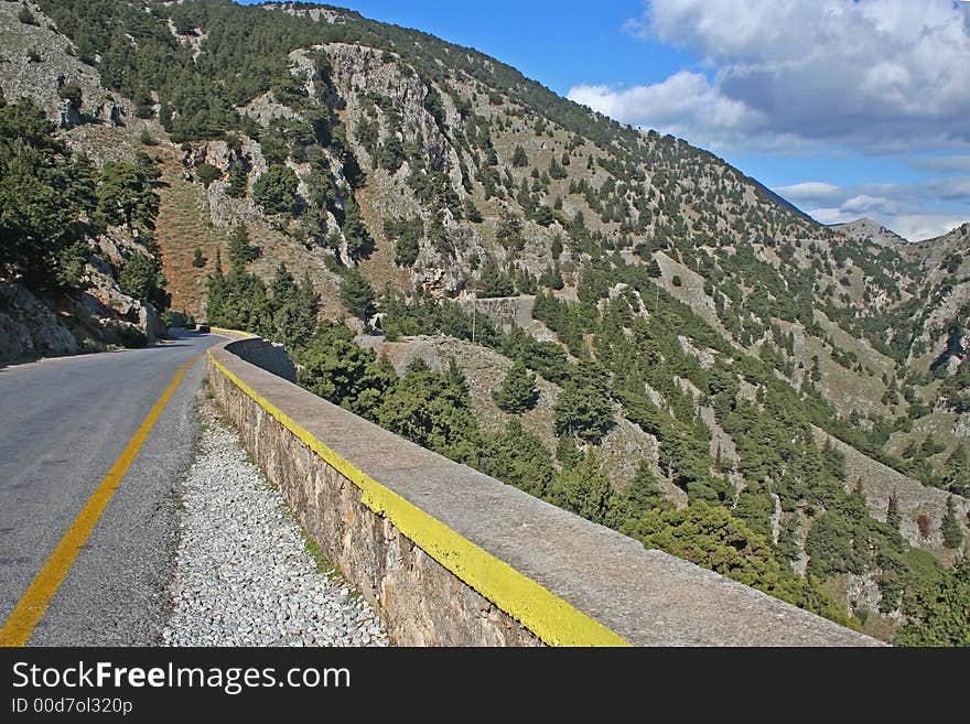 Road in high mountains on Crete (Greece). Road in high mountains on Crete (Greece).