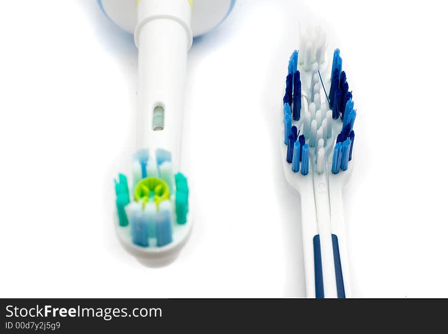 Modern vs traditional toothbrush (focus on traditional). Modern vs traditional toothbrush (focus on traditional)