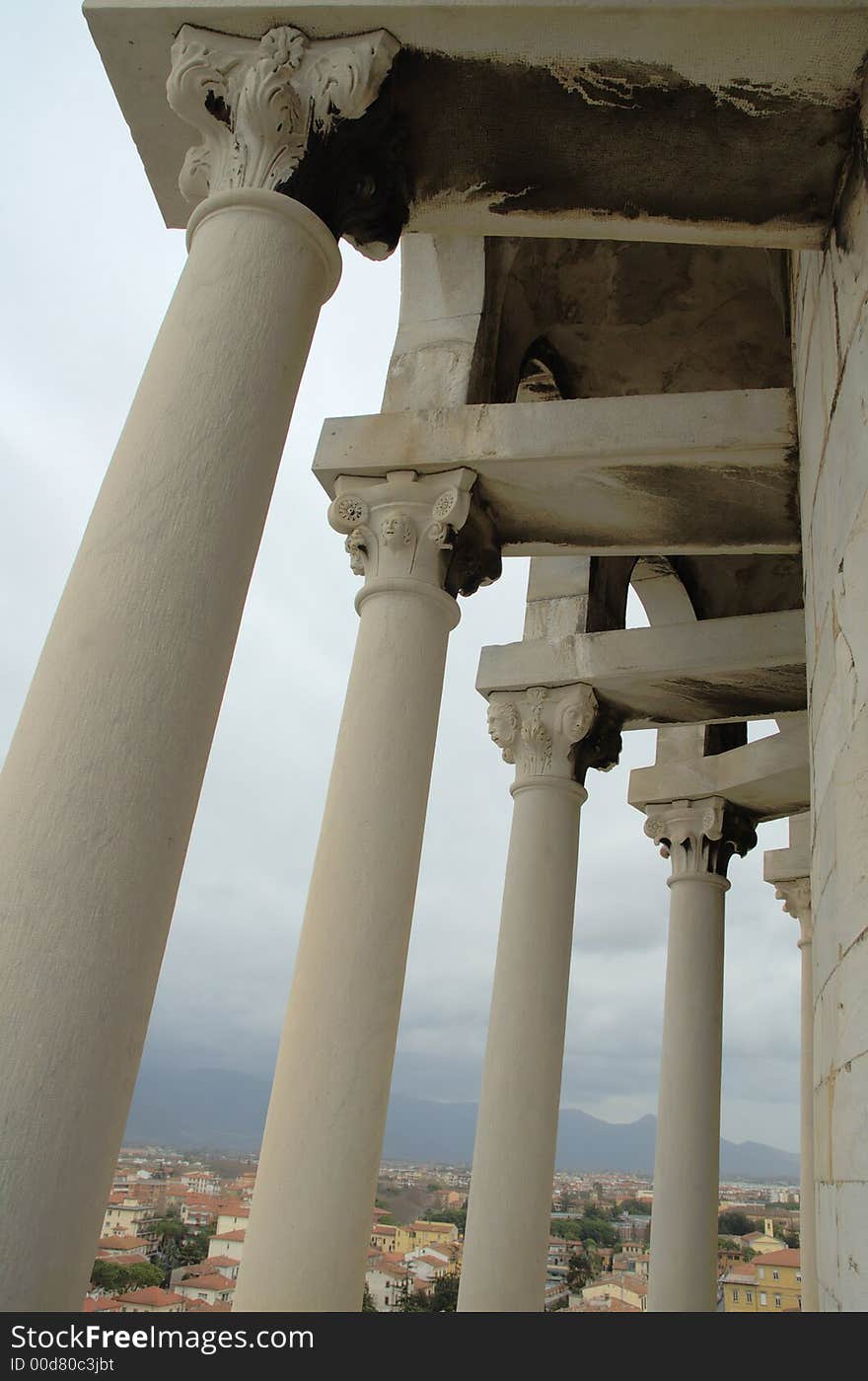 Pillars of the leaning Tower of Pisa. Pillars of the leaning Tower of Pisa