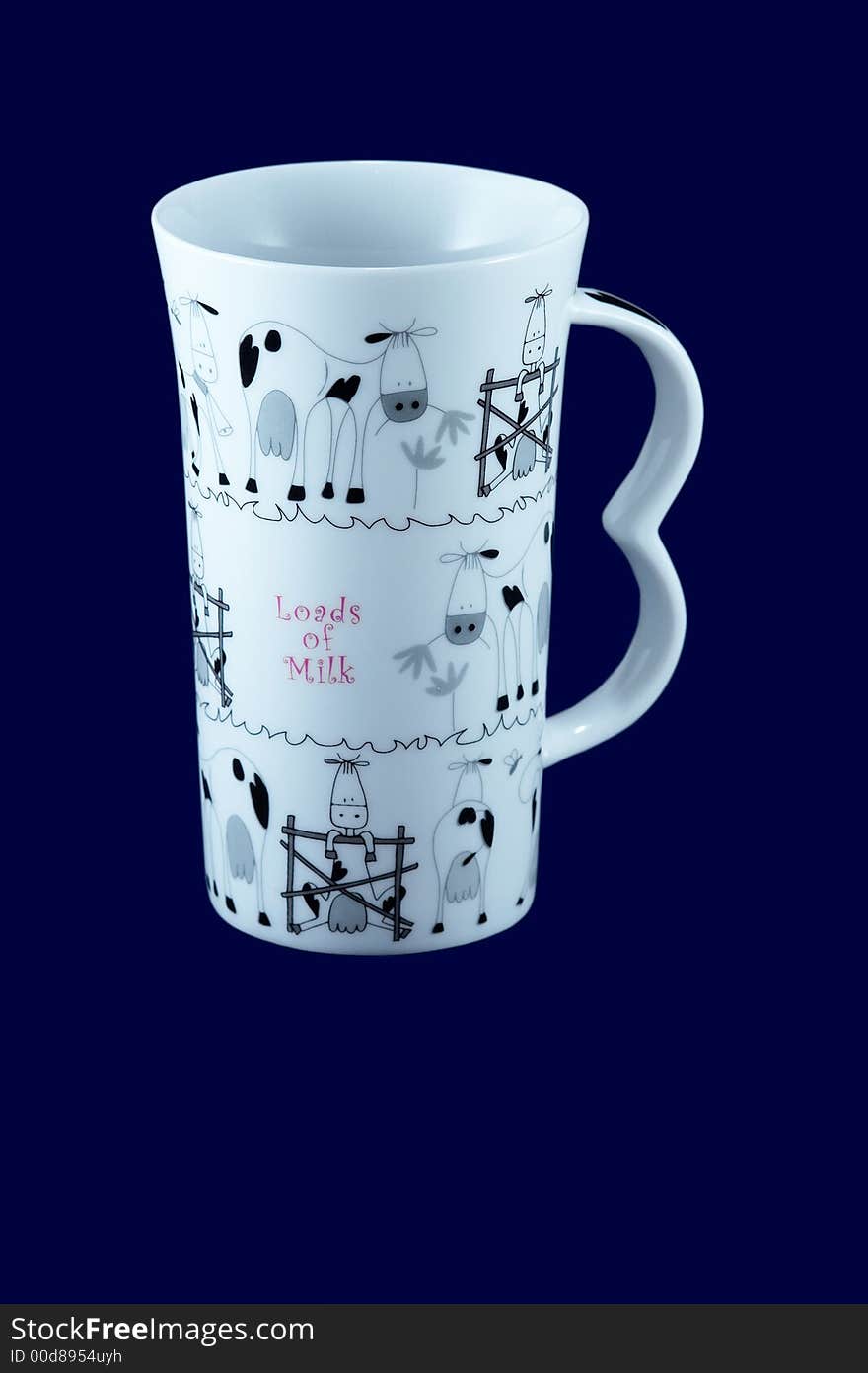 Original decorative mug on blue background with clipping path/. Original decorative mug on blue background with clipping path/