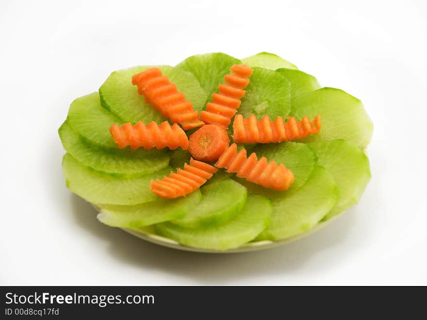 Beautiful dish from vegetables on a white background