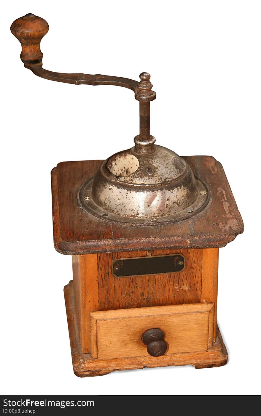 Old mechanical coffee grinder from a tree on a white background. Old mechanical coffee grinder from a tree on a white background.