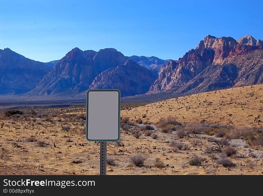 Red Rock canyon with a blank sign