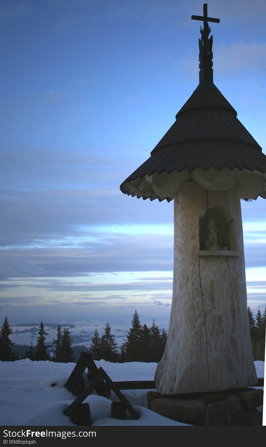 The shrine from the Tatra Mountains in winter.