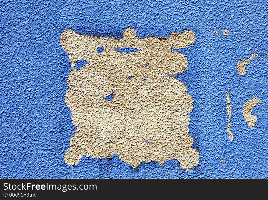 Concrete Wall Sport Under Peeling Blue Paint, Abstract Background