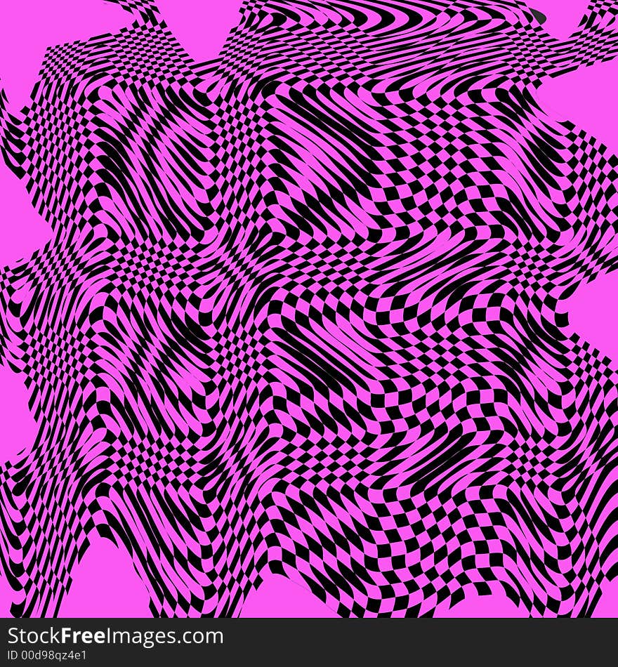 Swirling checkerboard in black and pink