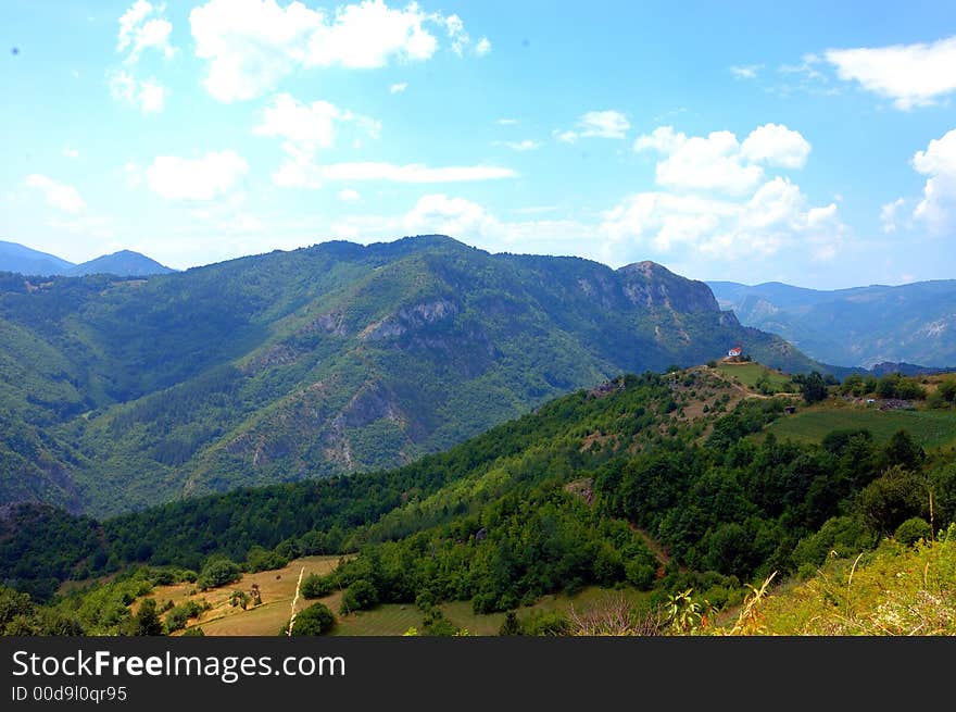 Summer landscape with blue sky