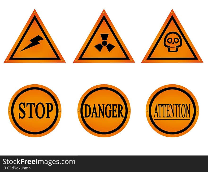 Forbidding marks about imminent danger on a white background