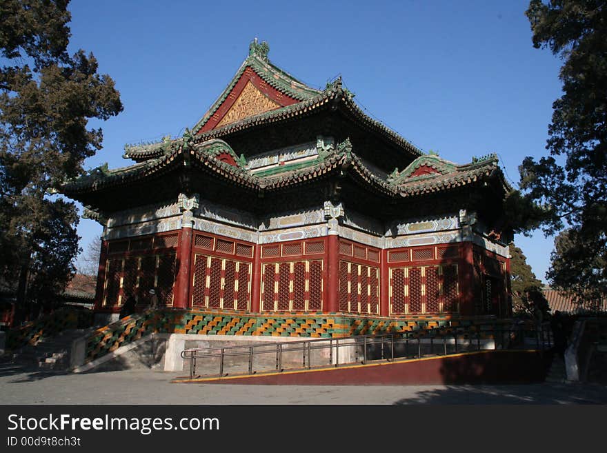 Red Chinese Palace In Beihai Park