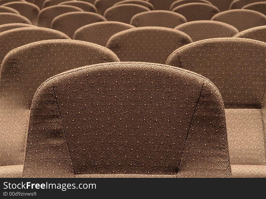 Close-up image of seating in large auditorium. Close-up image of seating in large auditorium