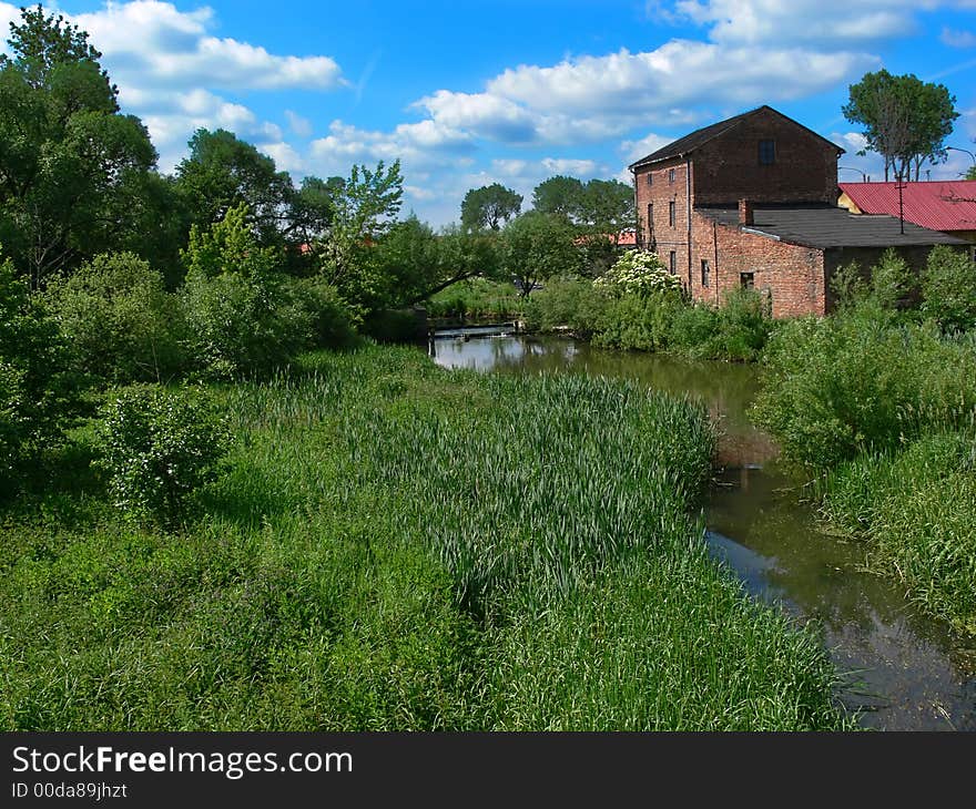 Water mill in summer