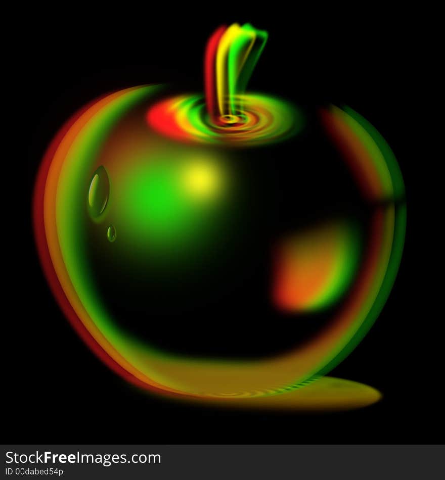 Glass apple on a black background