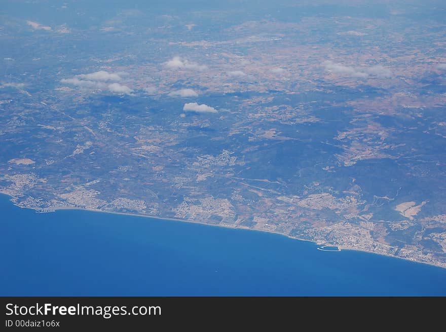 Aerial view of the Spanish coast.