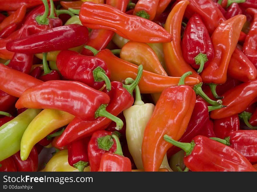 Red peppers at the market