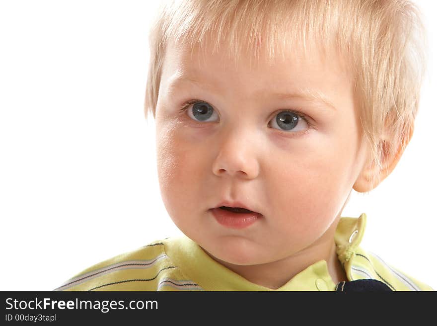 Lovely Baby Boy with beautiful blue eyes shot in studio