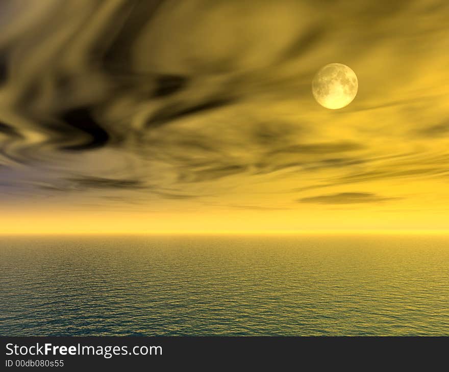 Sea and sky  at sunset - digital artwork. Sea and sky  at sunset - digital artwork.