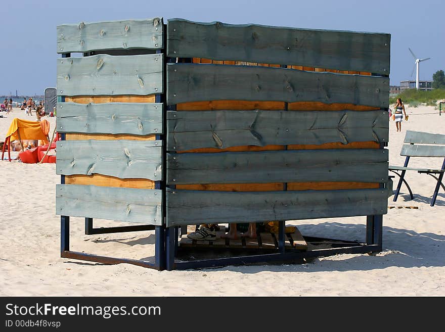 Beach cabine in sandy beach