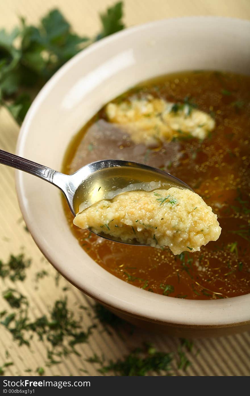 Bouillon with herbs noodle