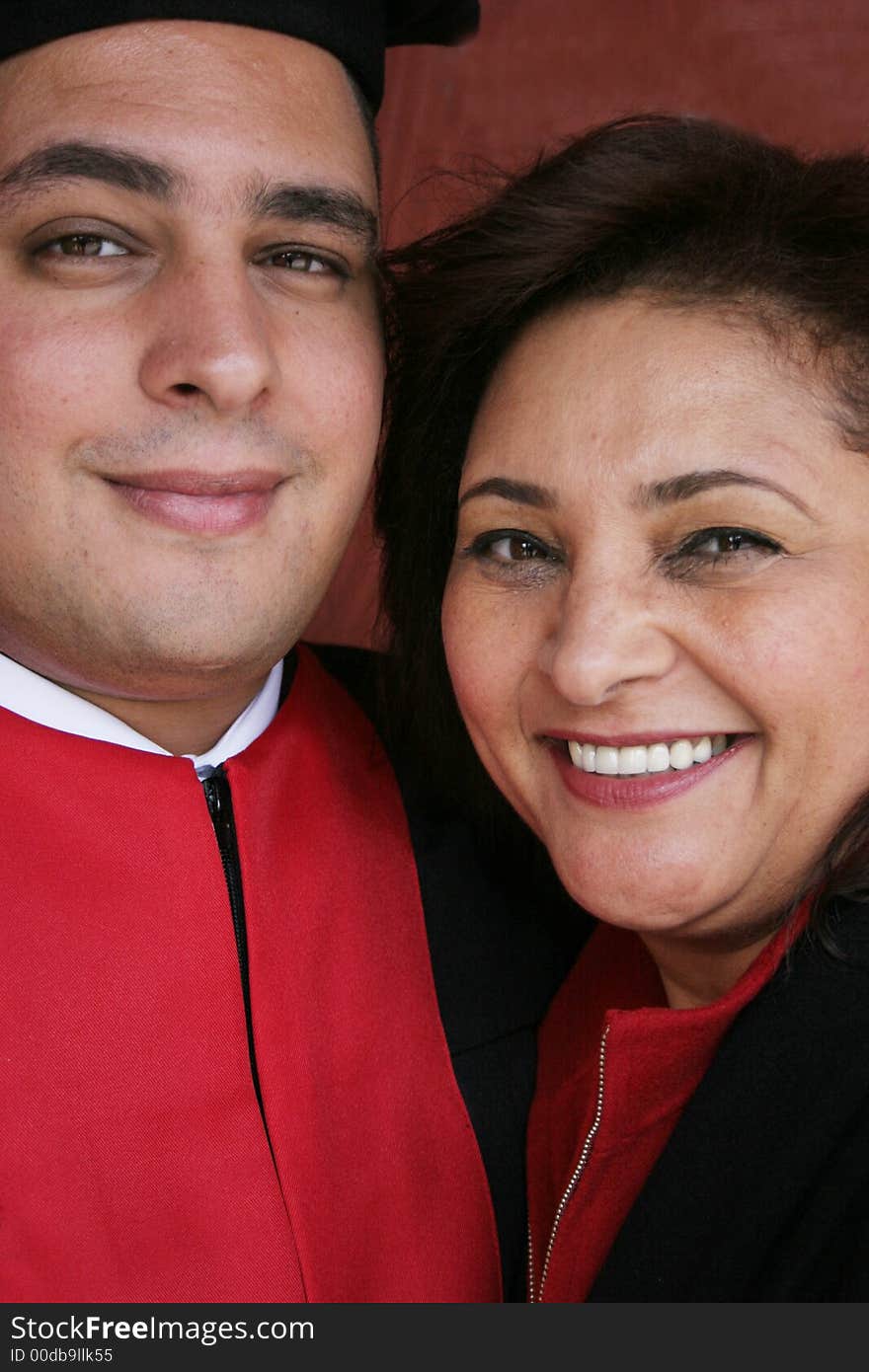 Close crop portrait of happy mother and son