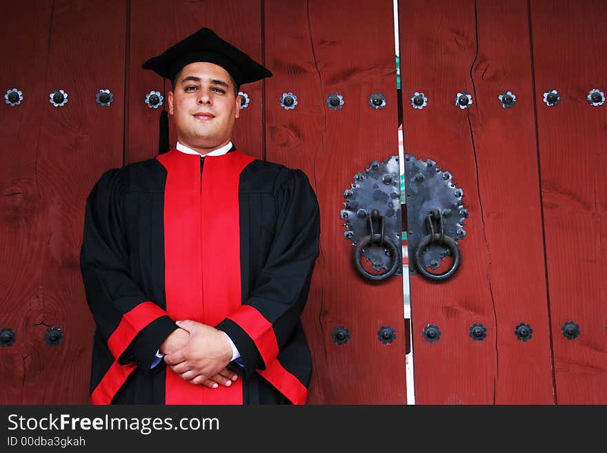 University student on the day of his graduation ceremony. University student on the day of his graduation ceremony.