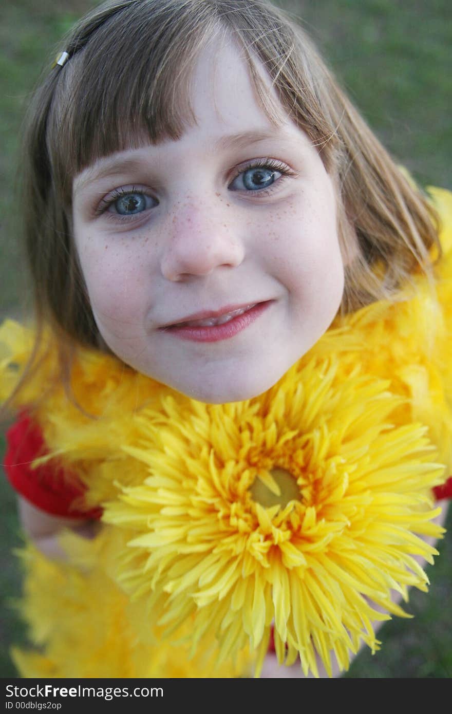 Young Girl With Yellow Flower