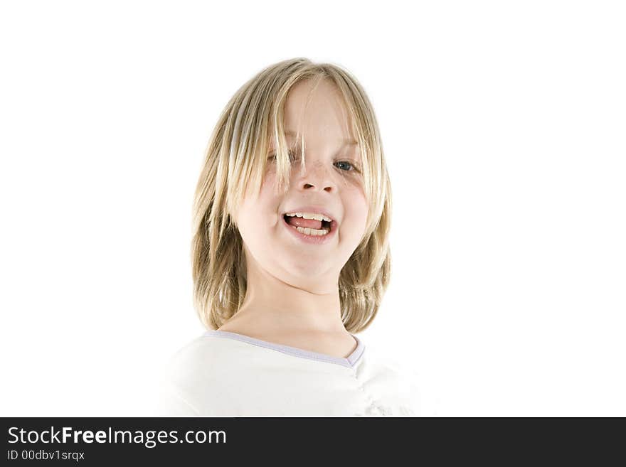 A girl having fun in front of the camera