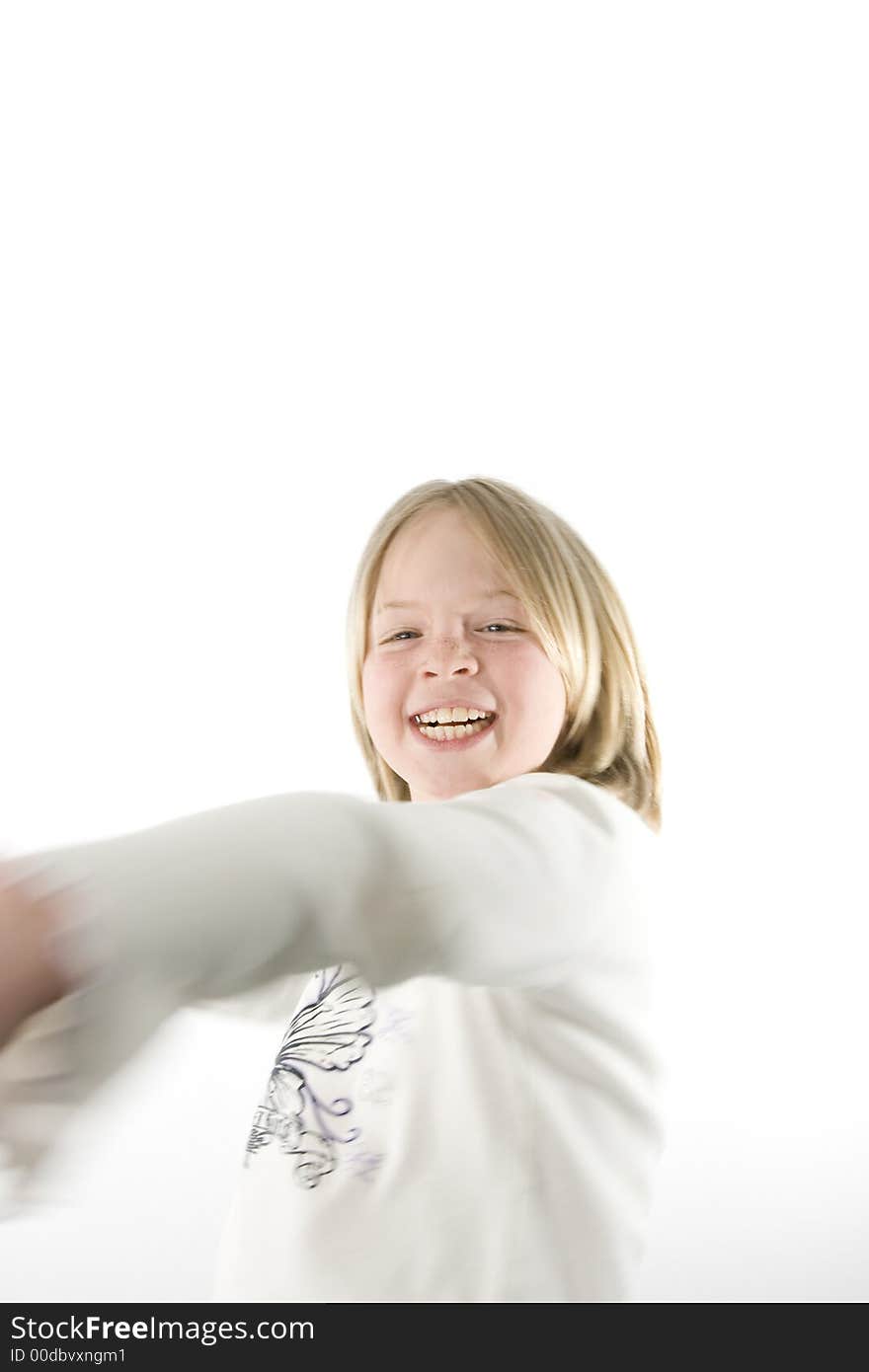 A girl having fun in front of the camera