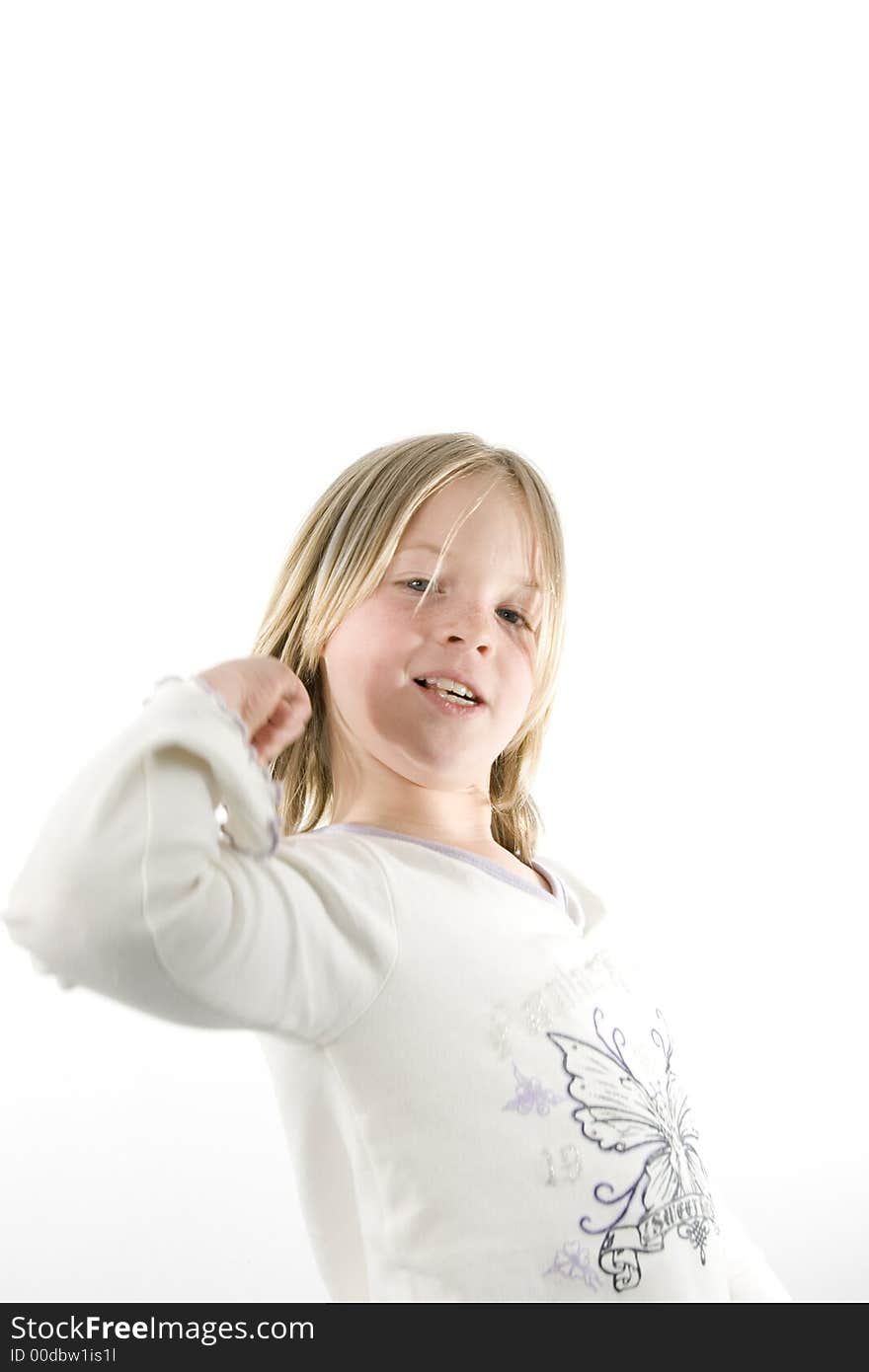 A girl having fun in front of the camera