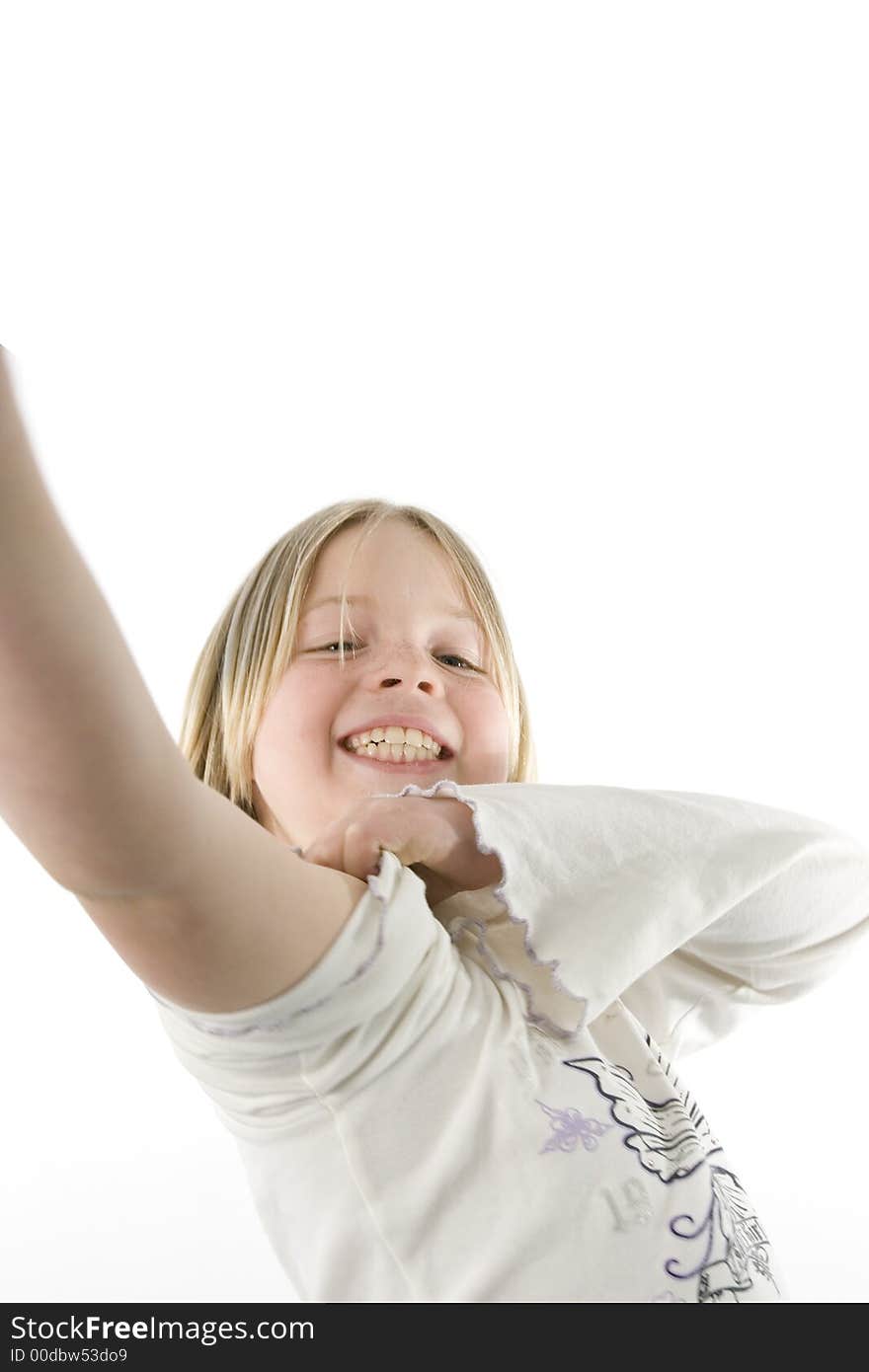 A girl having fun in front of the camera