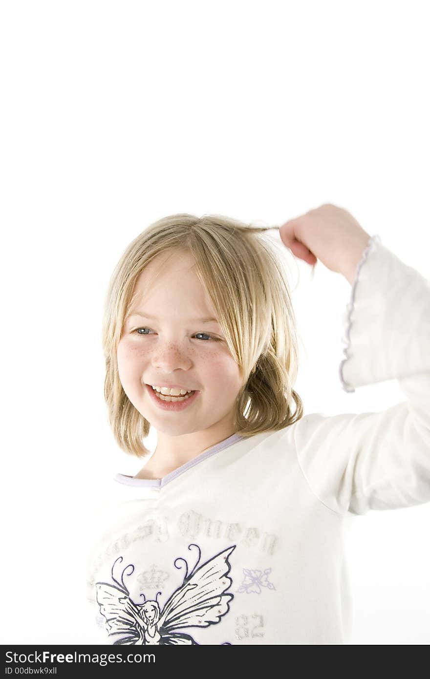 A girl having fun in front of the camera